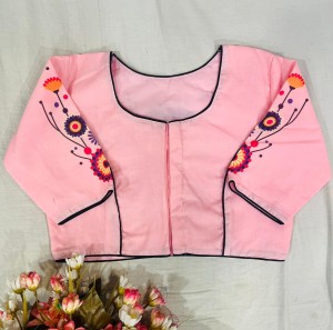 New Cotton With Printed Princess Style Blouse (Light Pink,Yellow)